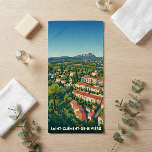 Serviette de bain 30 cm x 60 cm souvenir de Saint-Clément-de-Rivière