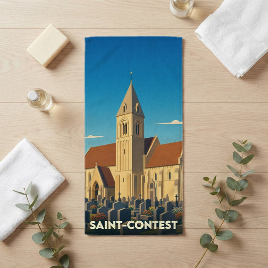 Serviette de bain 30 cm x 60 cm souvenir de Saint-Contest