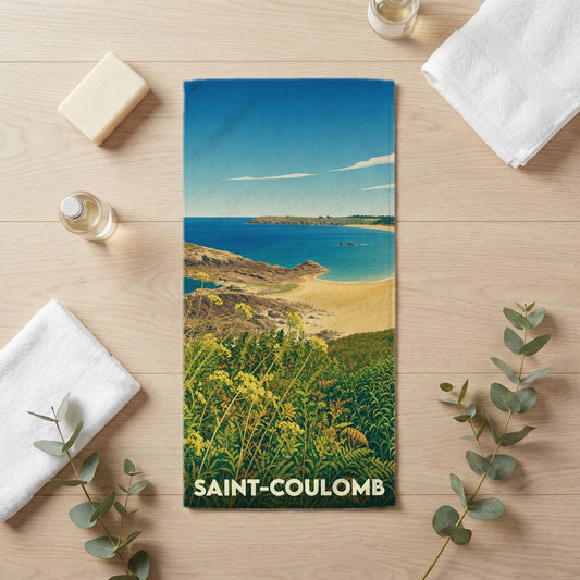 Serviette de bain 30 cm x 60 cm souvenir de Saint-Coulomb