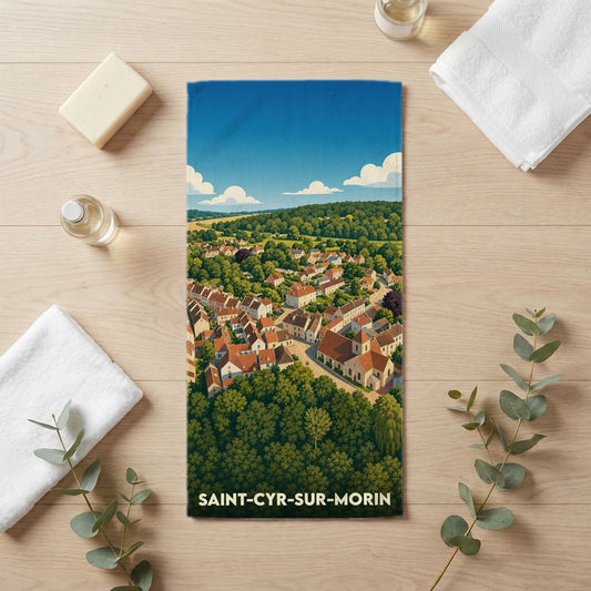 Serviette de bain 30 cm x 60 cm souvenir de Saint-Cyr-sur-Morin