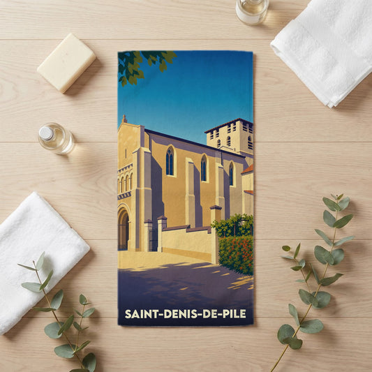Serviette de bain 30 cm x 60 cm souvenir de Saint-Denis-de-Pile