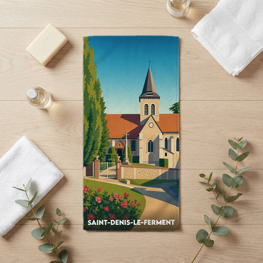 Serviette de bain 30 cm x 60 cm souvenir de Saint-Denis-le-Ferment