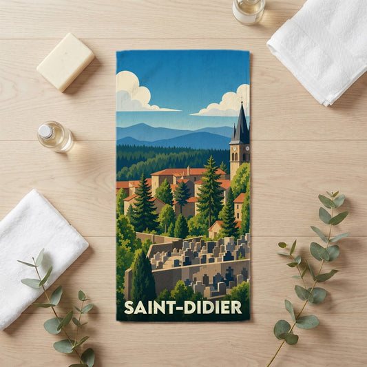 Serviette de bain 30 cm x 60 cm souvenir de Saint-Didier