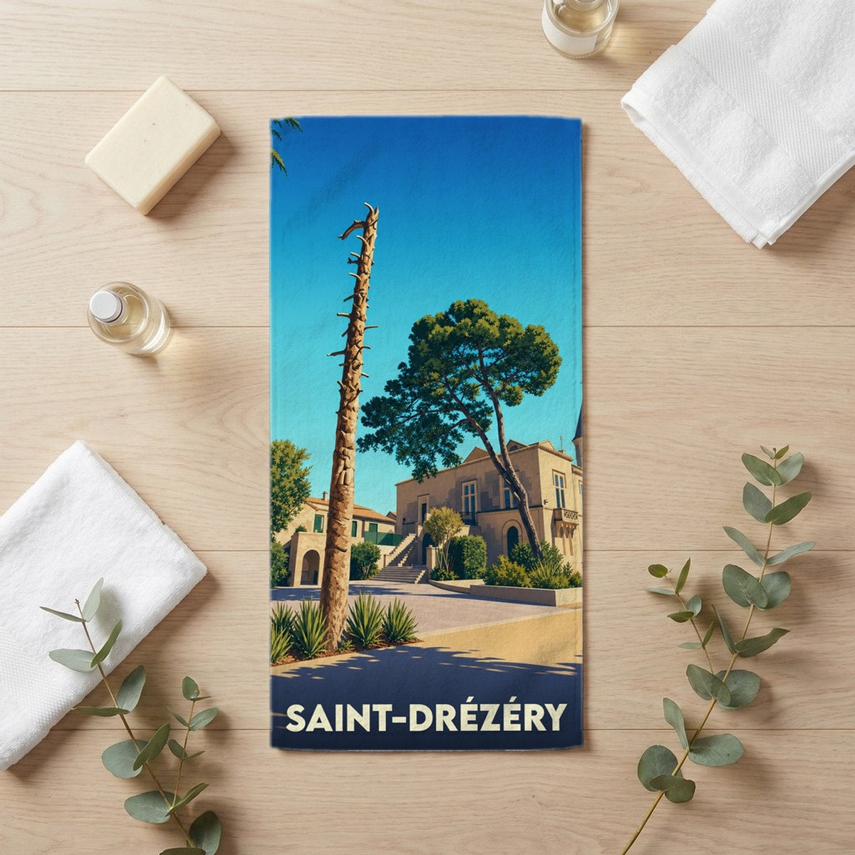 Serviette de bain 30 cm x 60 cm souvenir de Saint-Drézéry