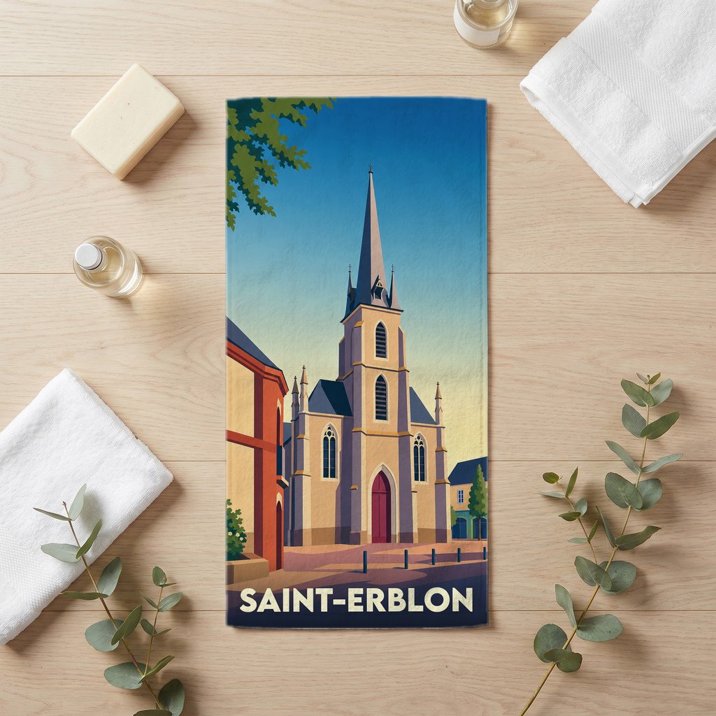 Serviette de bain 30 cm x 60 cm souvenir de Saint-Erblon