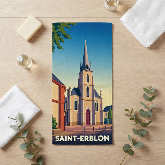 Serviette de bain 30 cm x 60 cm souvenir de Saint-Erblon