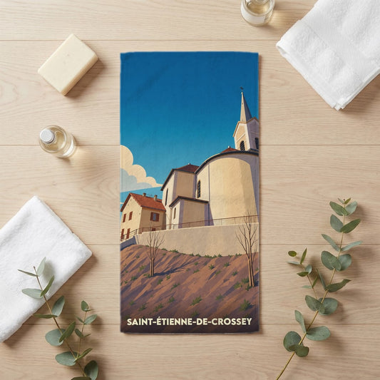 Serviette de bain 30 cm x 60 cm souvenir de Saint-Étienne-de-Crossey