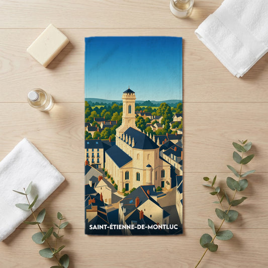 Serviette de bain 30 cm x 60 cm souvenir de Saint-Étienne-de-Montluc