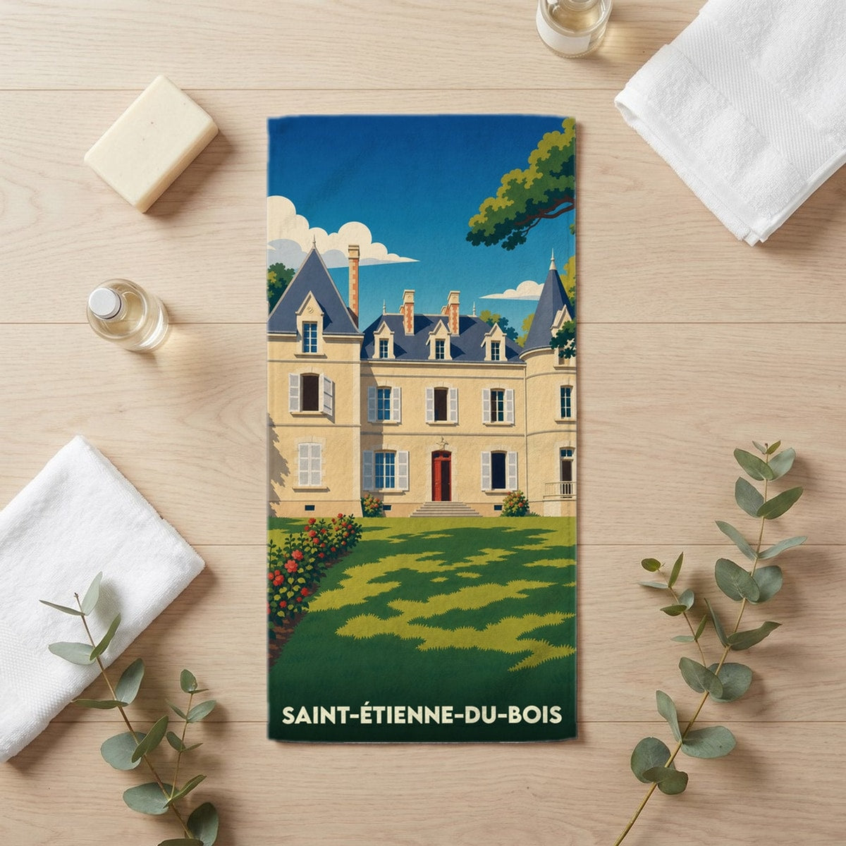 Serviette de bain 30 cm x 60 cm souvenir de Saint-Étienne-du-Bois