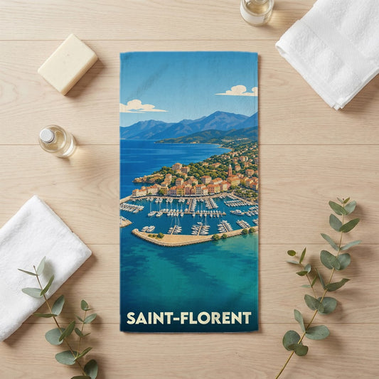 Serviette de bain 30 cm x 60 cm souvenir de Saint-Florent