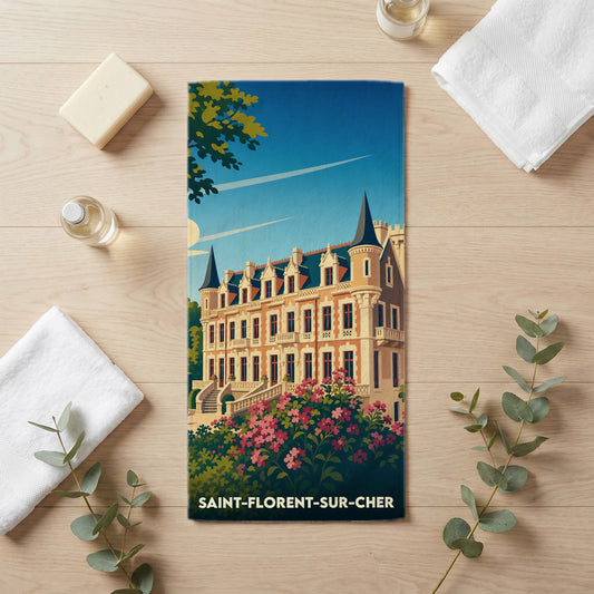Serviette de bain 30 cm x 60 cm souvenir de Saint-Florent-sur-Cher