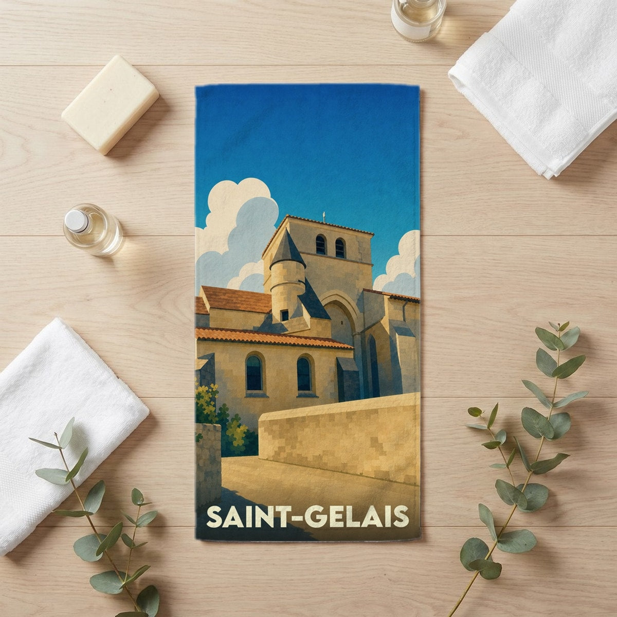 Serviette de bain 30 cm x 60 cm souvenir de Saint-Gelais