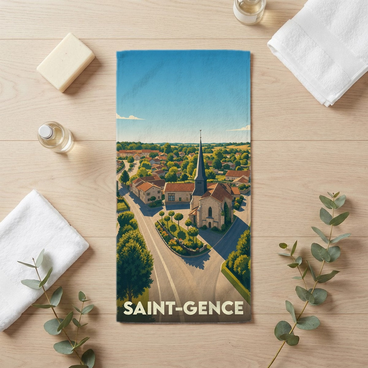 Serviette de bain 30 cm x 60 cm souvenir de Saint-Gence