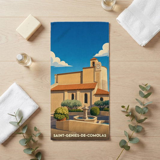 Serviette de bain 30 cm x 60 cm souvenir de Saint-Geniès-de-Comolas