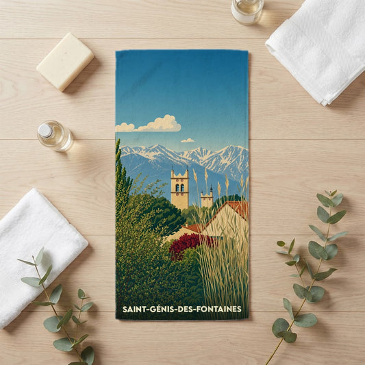 Serviette de bain 30 cm x 60 cm souvenir de Saint-Génis-des-Fontaines