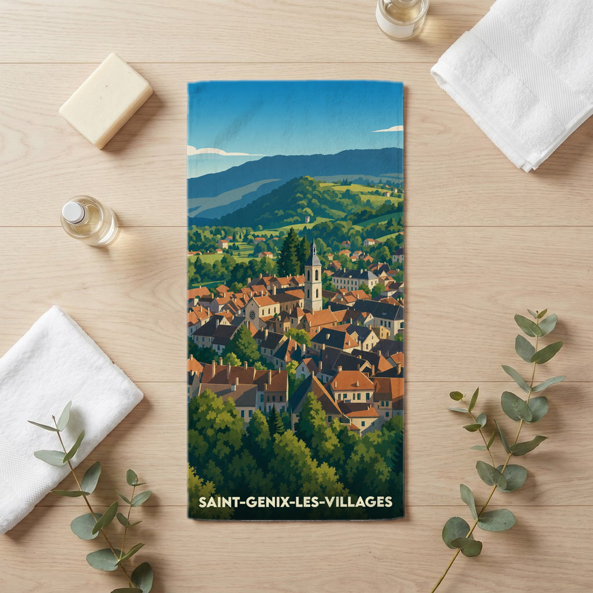 Serviette de bain 30 cm x 60 cm souvenir de Saint-Genix-les-Villages