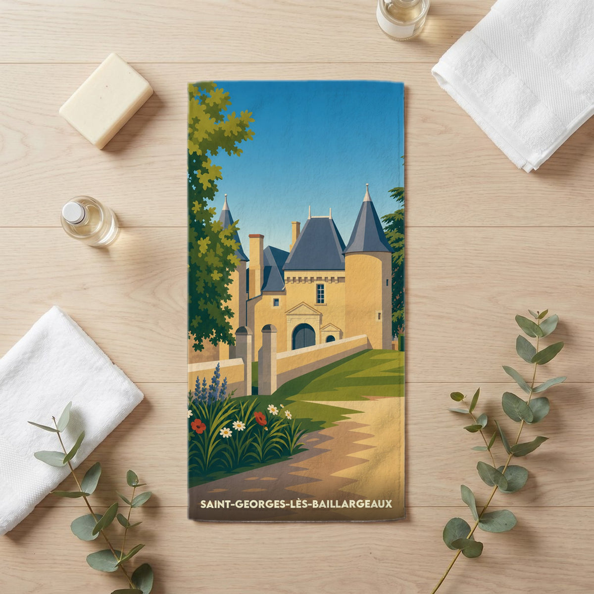 Serviette de bain 30 cm x 60 cm souvenir de Saint-Georges-lès-Baillargeaux