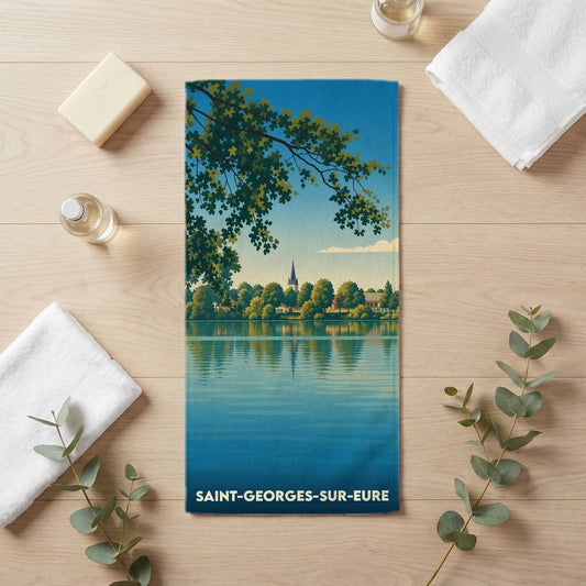 Serviette de bain 30 cm x 60 cm souvenir de Saint-Georges-sur-Eure