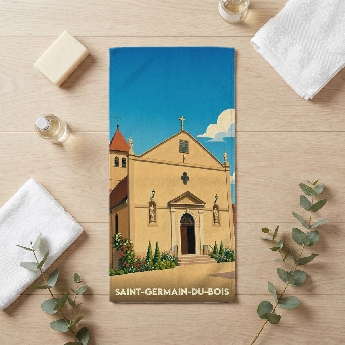 Serviette de bain 30 cm x 60 cm souvenir de Saint-Germain-du-Bois