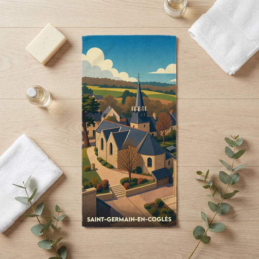 Serviette de bain 30 cm x 60 cm souvenir de Saint-Germain-en-Coglès