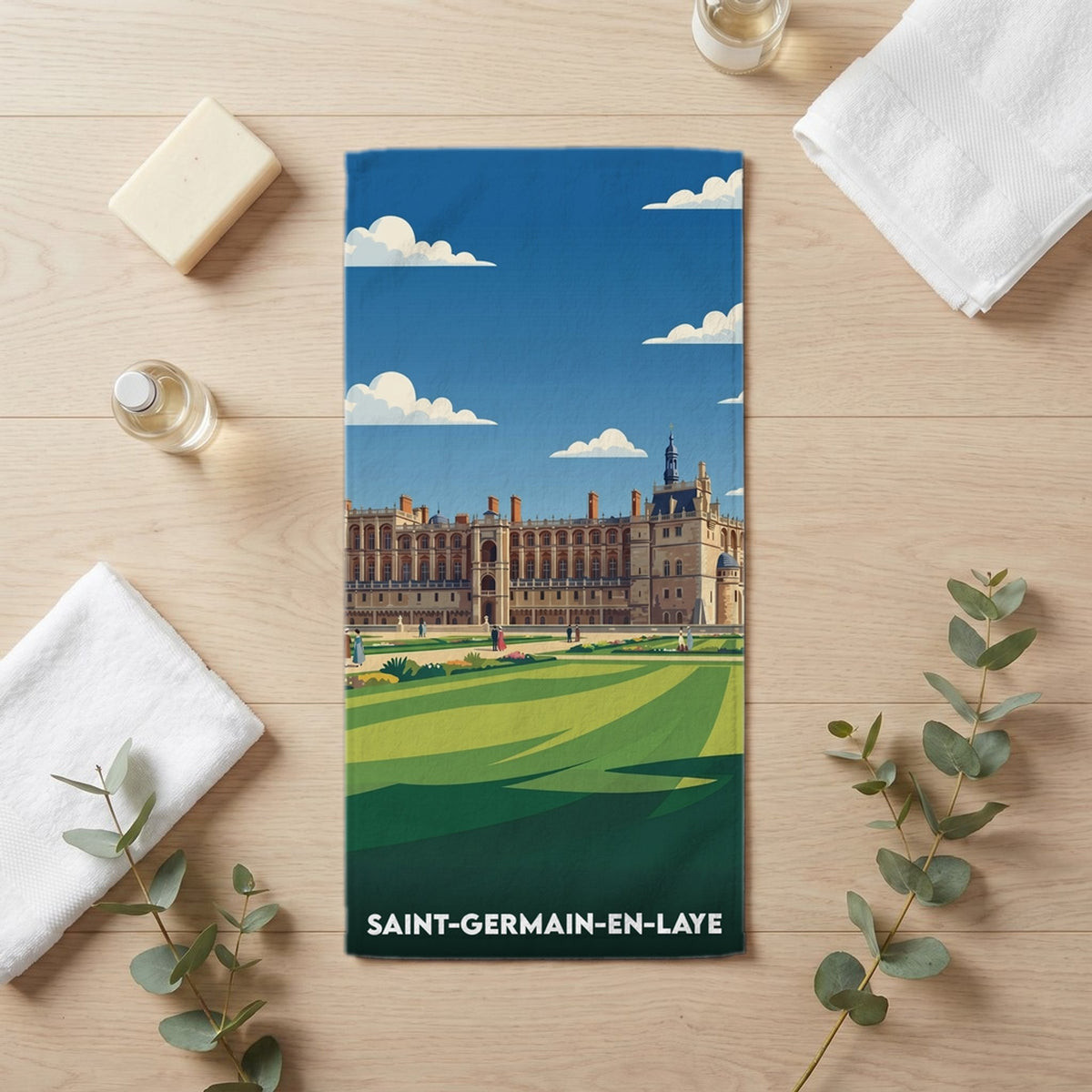 Serviette de bain 30 cm x 60 cm souvenir de Saint-Germain-en-Laye