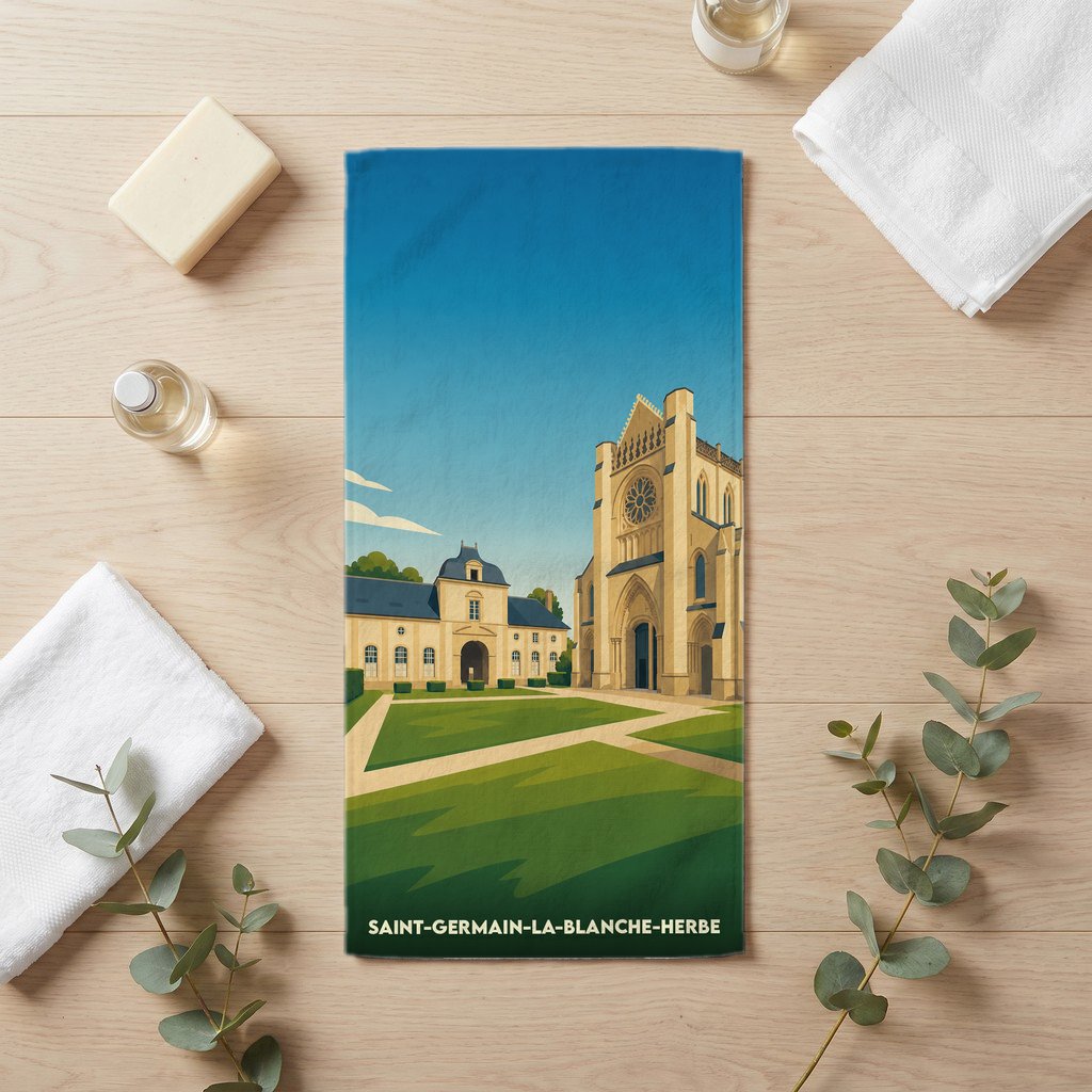 Serviette de bain 30 cm x 60 cm souvenir de Saint-Germain-la-Blanche-Herbe