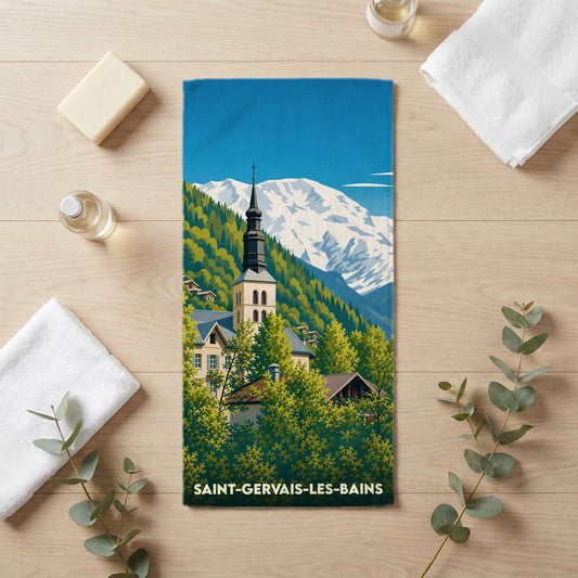 Serviette de bain 30 cm x 60 cm souvenir de Saint-Gervais-les-Bains