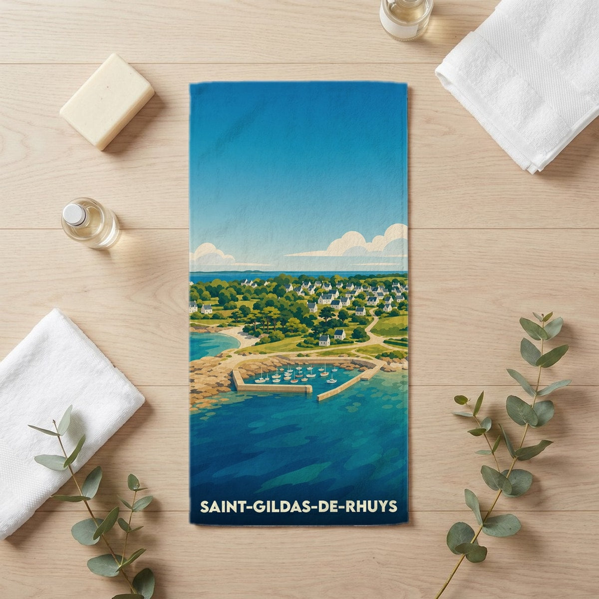 Serviette de bain 30 cm x 60 cm souvenir de Saint-Gildas-de-Rhuys