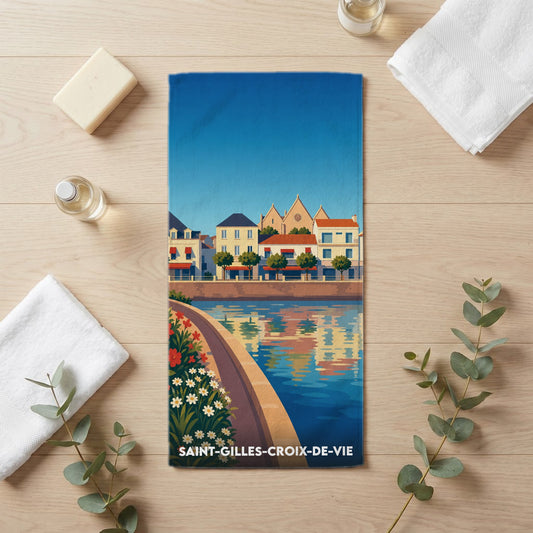 Serviette de bain 30 cm x 60 cm souvenir de Saint-Gilles-Croix-de-Vie