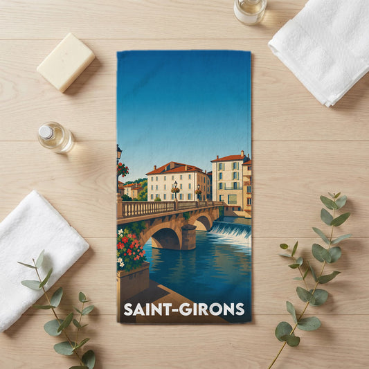 Serviette de bain 30 cm x 60 cm souvenir de Saint-Girons