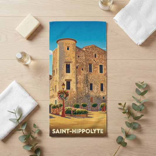 Serviette de bain 30 cm x 60 cm souvenir de Saint-Hippolyte