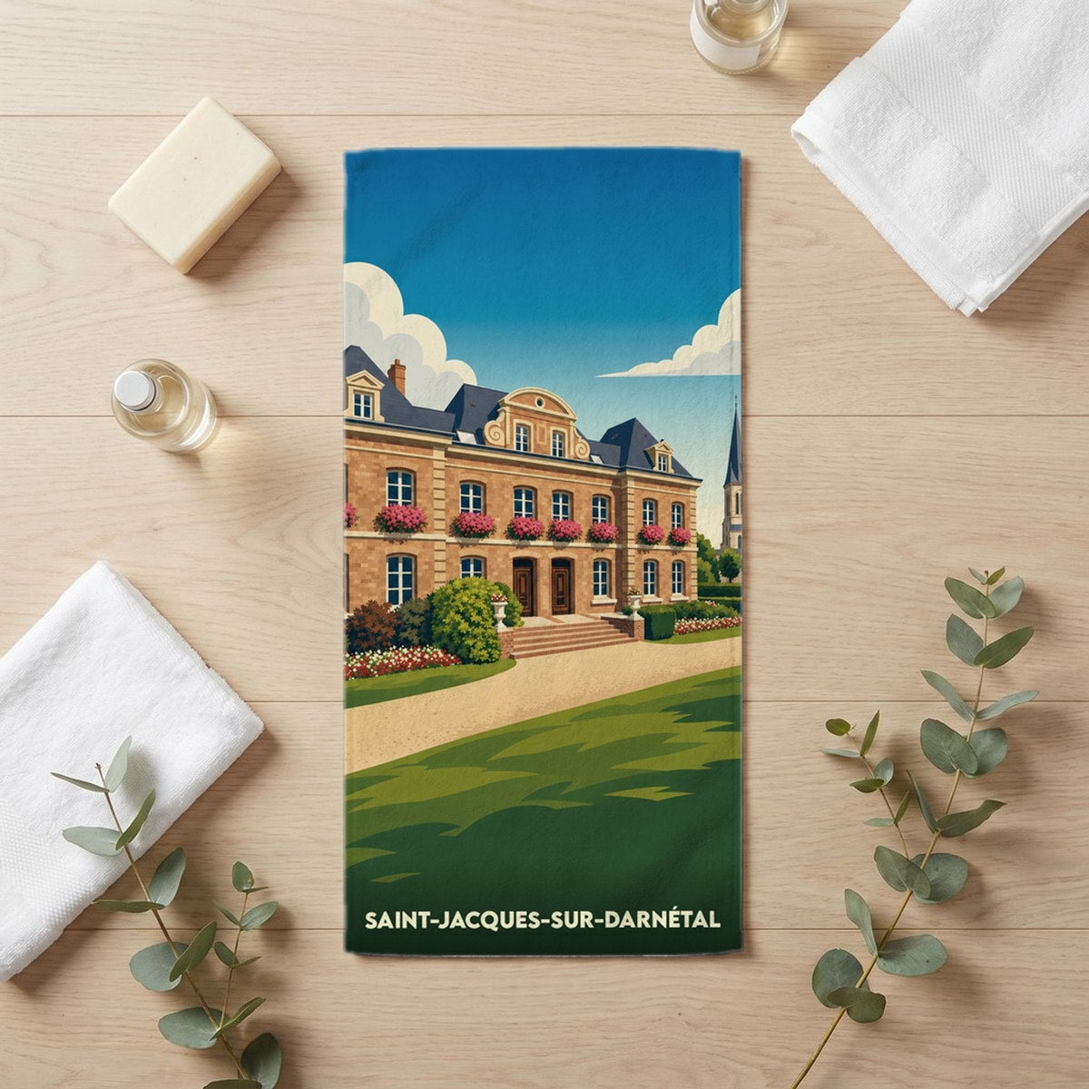 Serviette de bain 30 cm x 60 cm souvenir de Saint-Jacques-sur-Darnétal