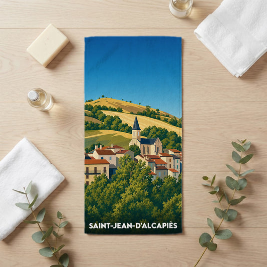 Serviette de bain 30 cm x 60 cm souvenir de Saint-Jean-d'Alcapiès