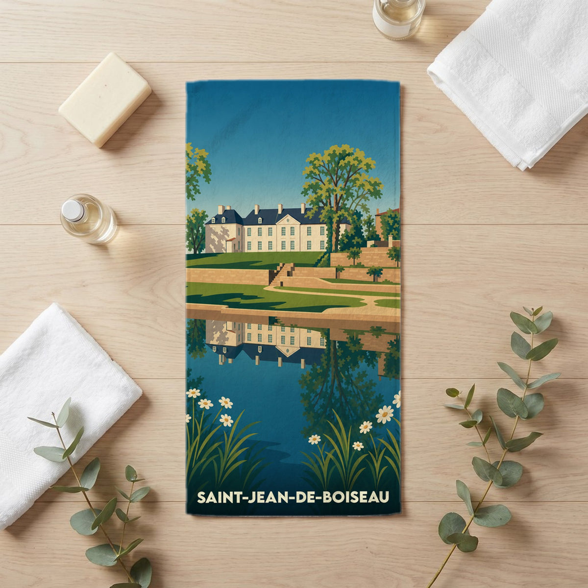 Serviette de bain 30 cm x 60 cm souvenir de Saint-Jean-de-Boiseau