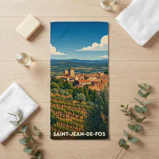 Serviette de bain 30 cm x 60 cm souvenir de Saint-Jean-de-Fos