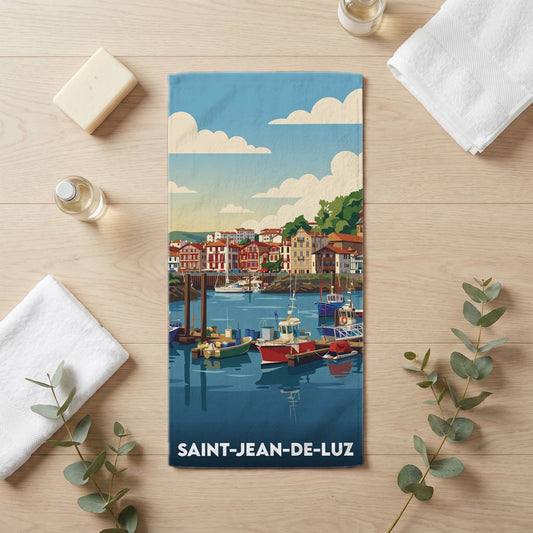 Serviette de bain 30 cm x 60 cm souvenir de Saint-Jean-de-Luz