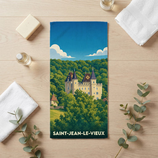 Serviette de bain 30 cm x 60 cm souvenir de Saint-Jean-le-Vieux
