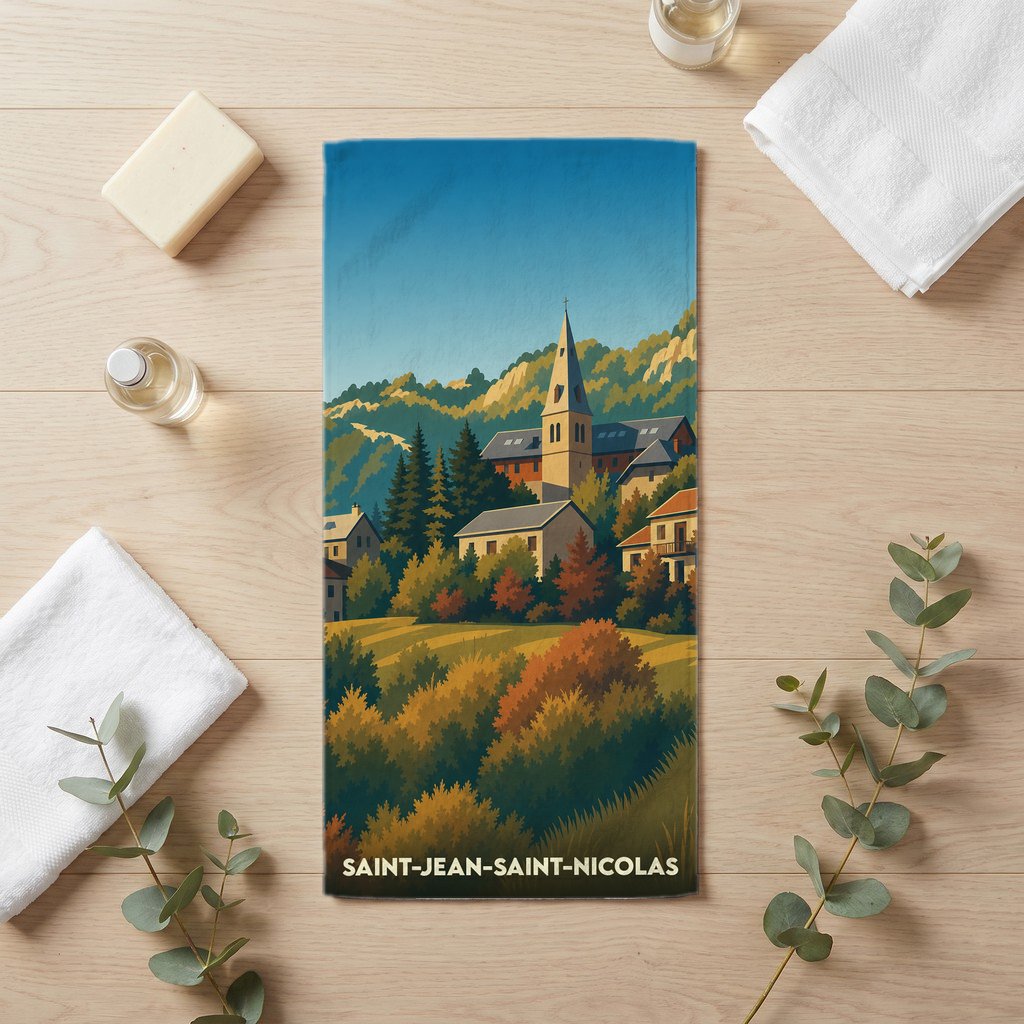 Serviette de bain 30 cm x 60 cm souvenir de Saint-Jean-Saint-Nicolas