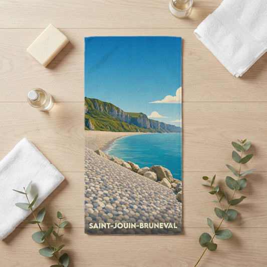 Serviette de bain 30 cm x 60 cm souvenir de Saint-Jouin-Bruneval