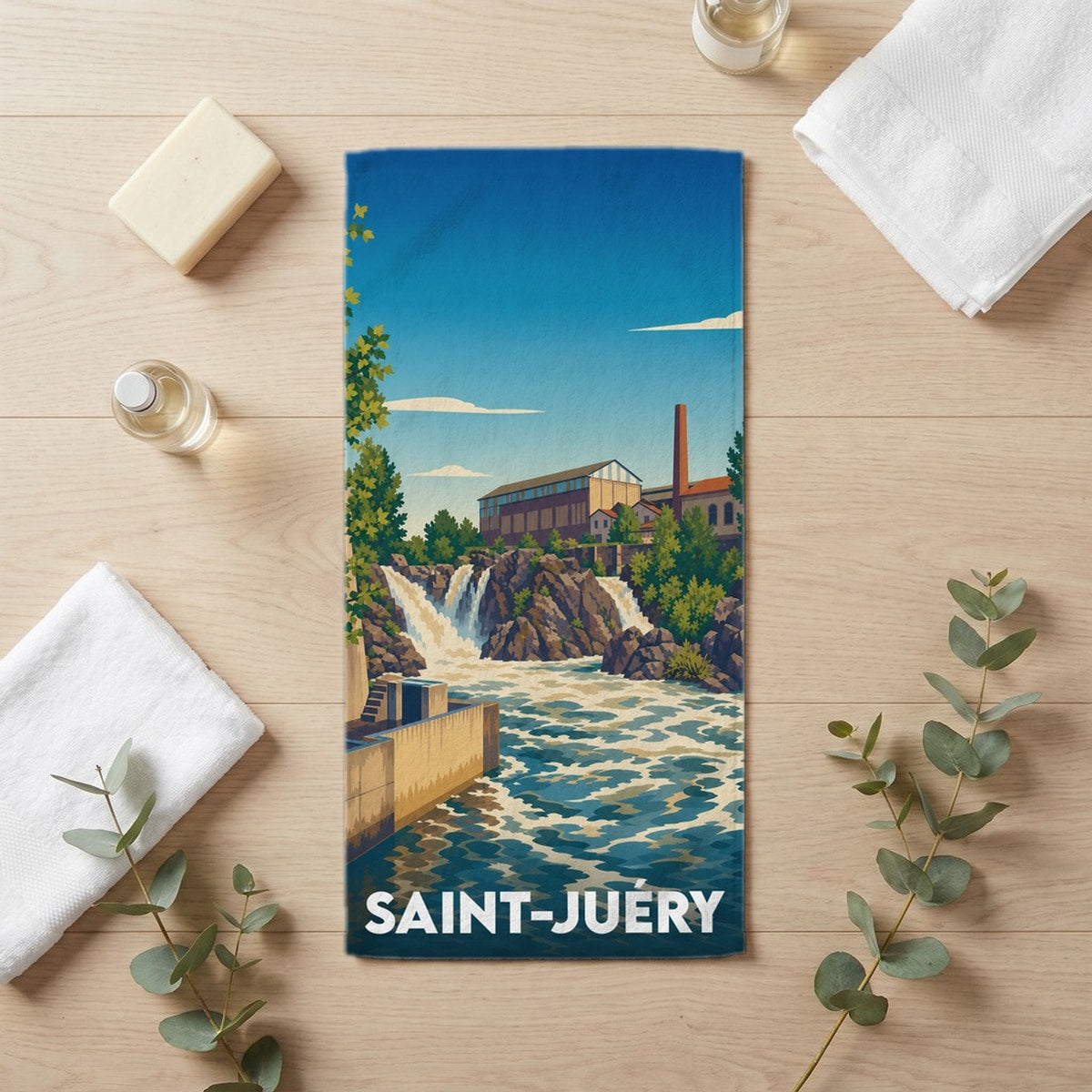 Serviette de bain 30 cm x 60 cm souvenir de Saint-Juéry