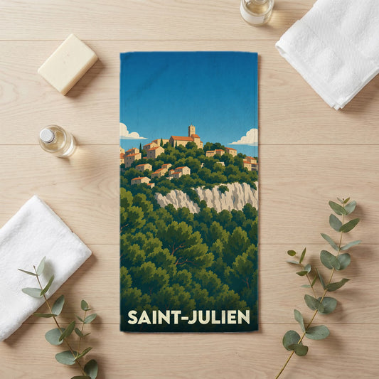 Serviette de bain 30 cm x 60 cm souvenir de Saint-Julien