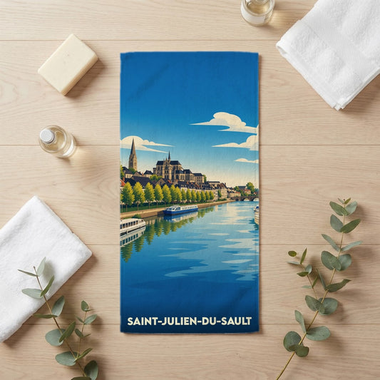 Serviette de bain 30 cm x 60 cm souvenir de Saint-Julien-du-Sault