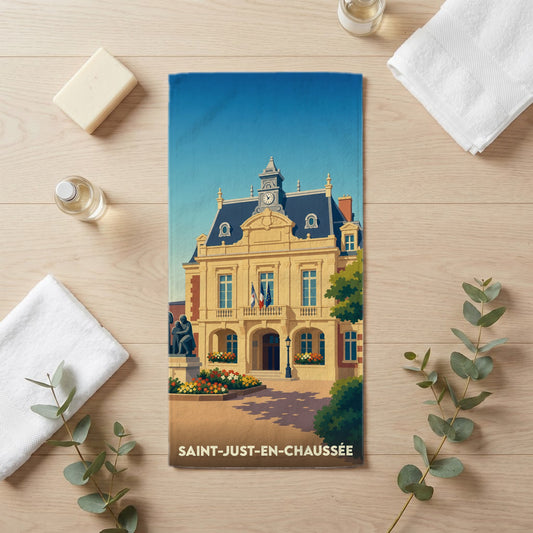 Serviette de bain 30 cm x 60 cm souvenir de Saint-Just-en-Chaussée