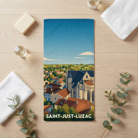 Serviette de bain 30 cm x 60 cm souvenir de Saint-Just-Luzac