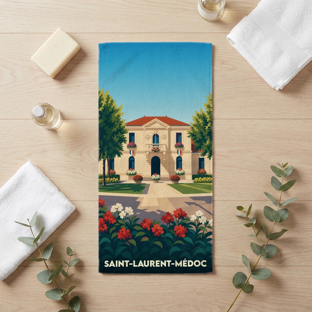 Serviette de bain 30 cm x 60 cm souvenir de Saint-Laurent-Médoc