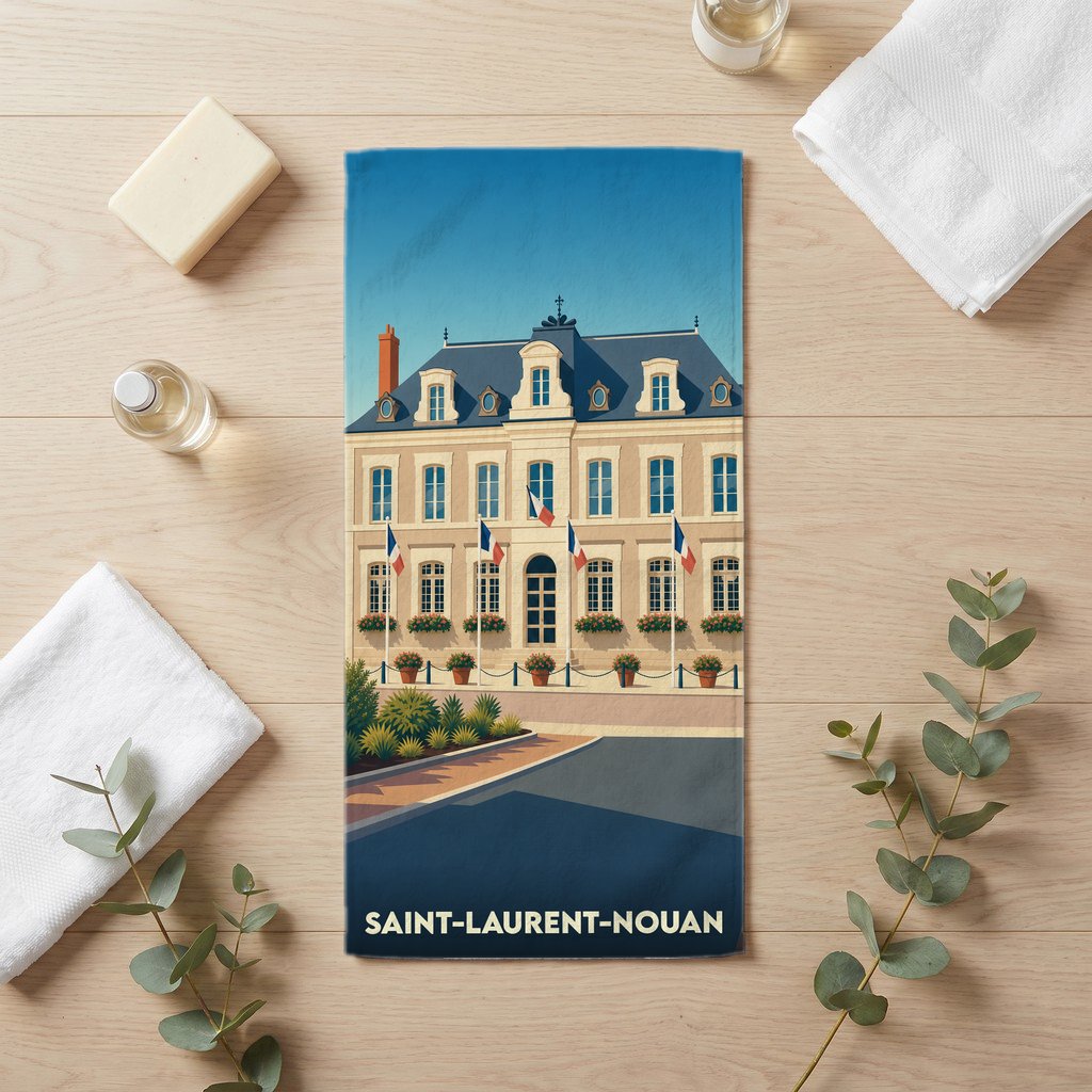 Serviette de bain 30 cm x 60 cm souvenir de Saint-Laurent-Nouan