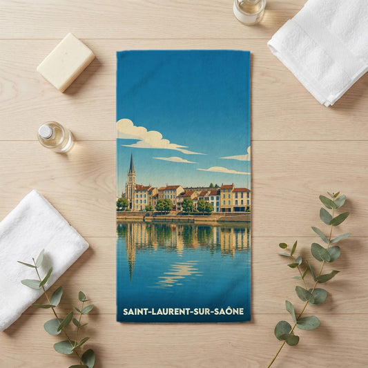 Serviette de bain 30 cm x 60 cm souvenir de Saint-Laurent-sur-Saône