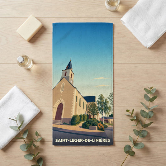 Serviette de bain 30 cm x 60 cm souvenir de Saint-Léger-de-Linières