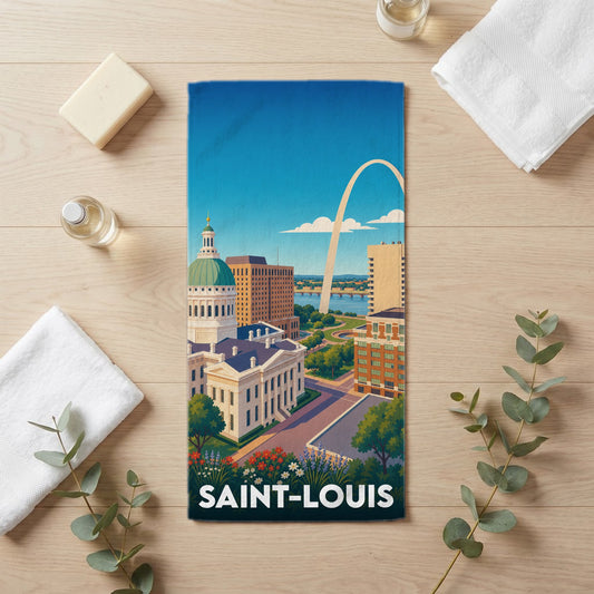 Serviette de bain 30 cm x 60 cm souvenir de Saint-Louis