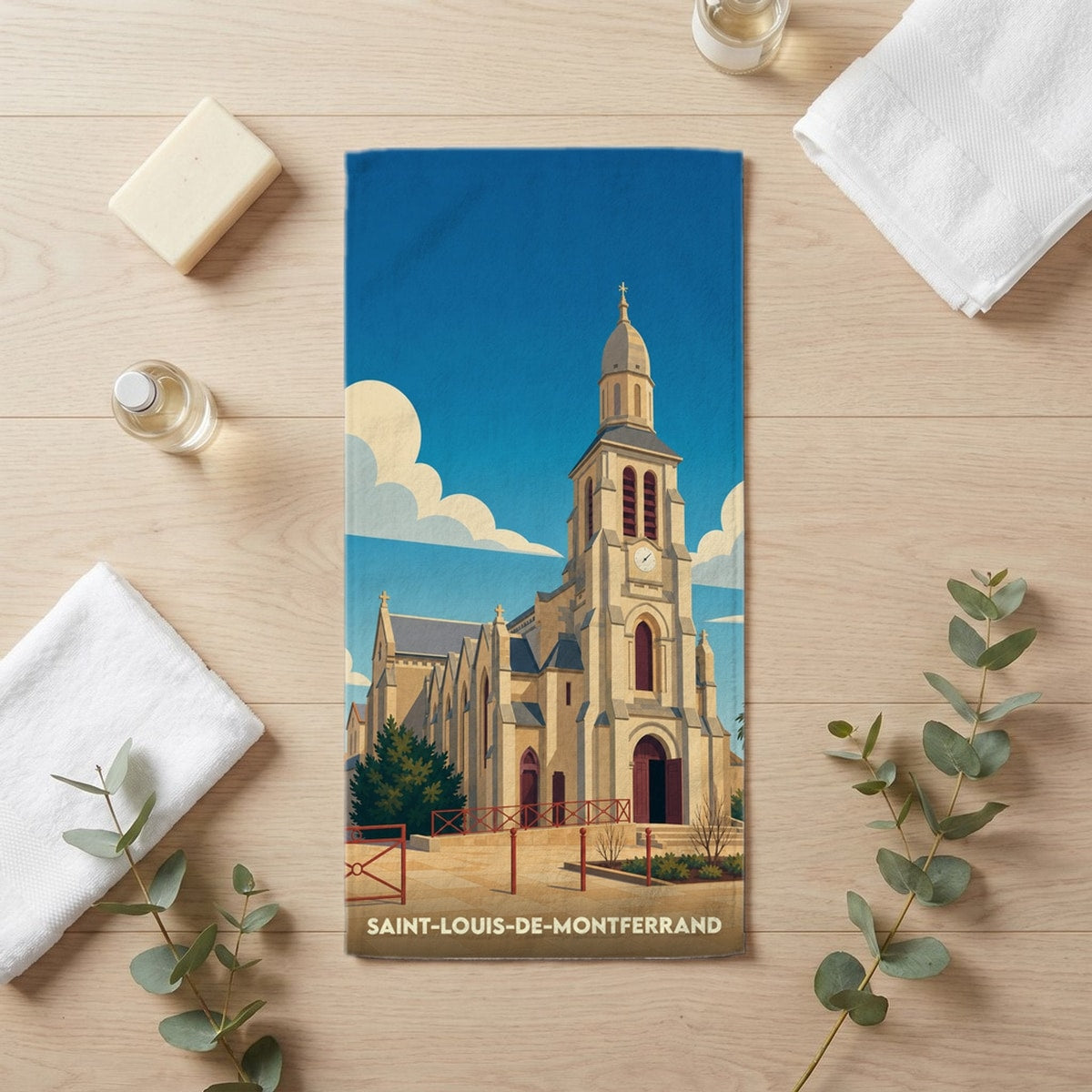 Serviette de bain 30 cm x 60 cm souvenir de Saint-Louis-de-Montferrand